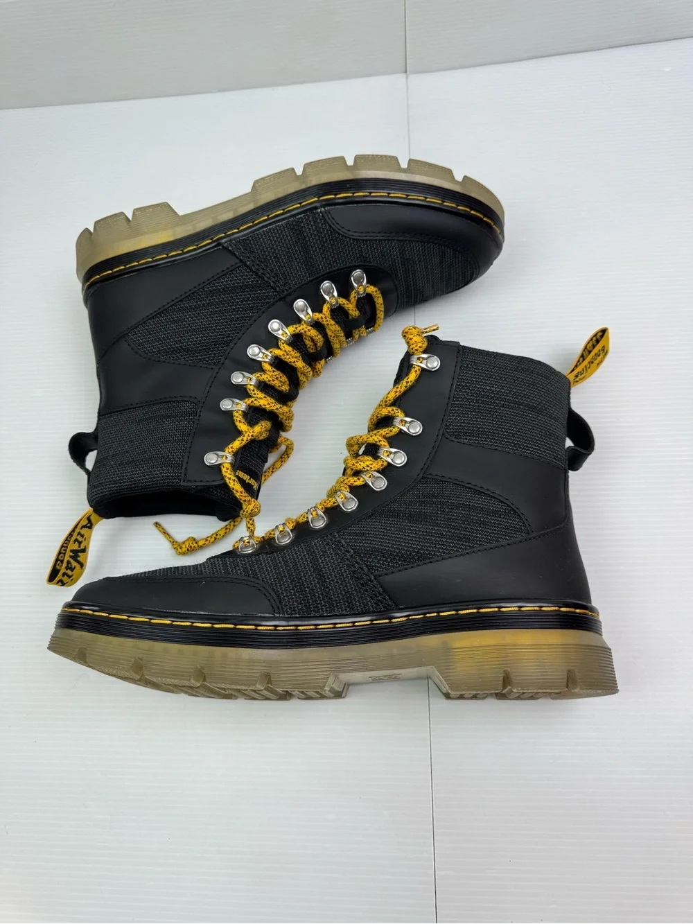 Dr Martens Combs Tech Canvas Boots Unisex US M 10 L 11 Black Combat Chunky Lace